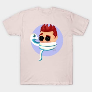 Crowley using Aziraphale as a scarf T-Shirt